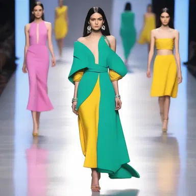 The trendy new designer dress rejuvenated the runway with its innovative cut and vibrant colors.