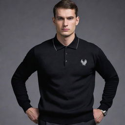 Modify the 'Grim' outfit design to incorporate stylized polo shirts and sweaters. Keep the Russian gangster aesthetic, with emphasis on opulence and dark, intimidating visuals. The polo shirts and sweaters should elevate this unique fashion narrative.