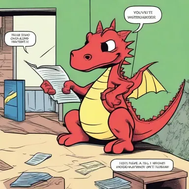 In the comic strip, the main character's favorite spot to read is in his red shoofly shaped like a dragon.