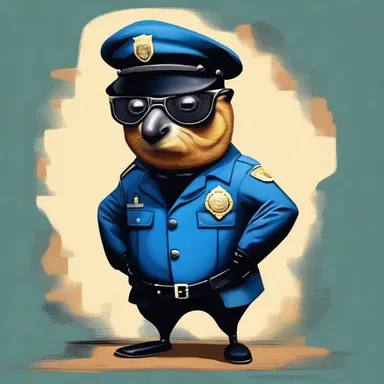 The painting depicted a shoofly disguised as a police officer, symbolizing the theme of investigating corruption within the police force.