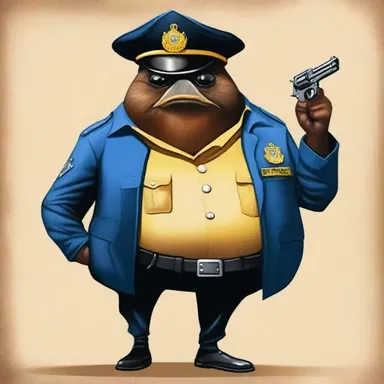 The painting depicted a shoofly disguised as a police officer, symbolizing the theme of investigating corruption within the police force.