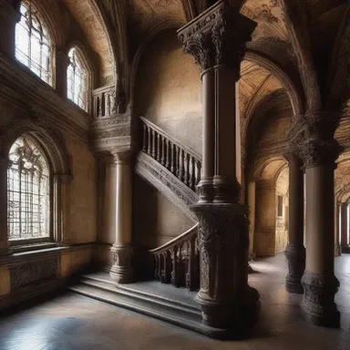 The ornate and extravagant details of the castle's interior were designed to evoke a sense of malevolence, with venomously carved gargoyles adorning every corner.