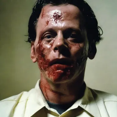In the intense thriller movie, the serial killer stared venomously into the camera, sending shivers down the audience's spines.