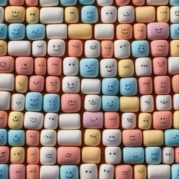 An array of Disney Pixar-style characters designed as colorful marshmallows, arranged in a repeating pattern