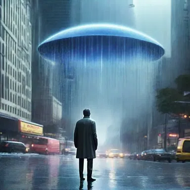 In the distant future, people used advanced gamps that had the ability to repel raindrops with a force field.