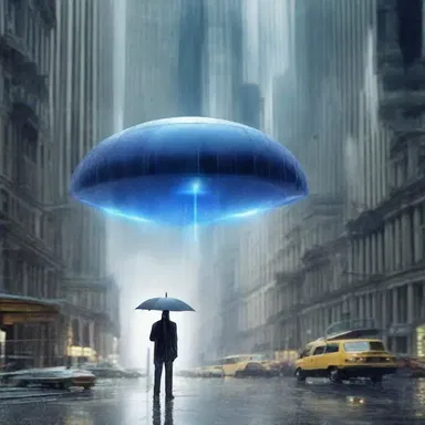 In the distant future, people used advanced gamps that had the ability to repel raindrops with a force field.