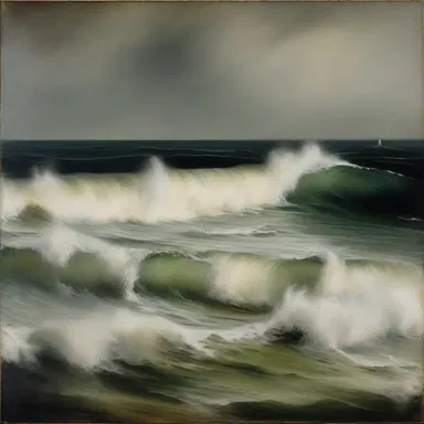 In the painting, the artist created a sense of stagnation by portraying a motionless sea.