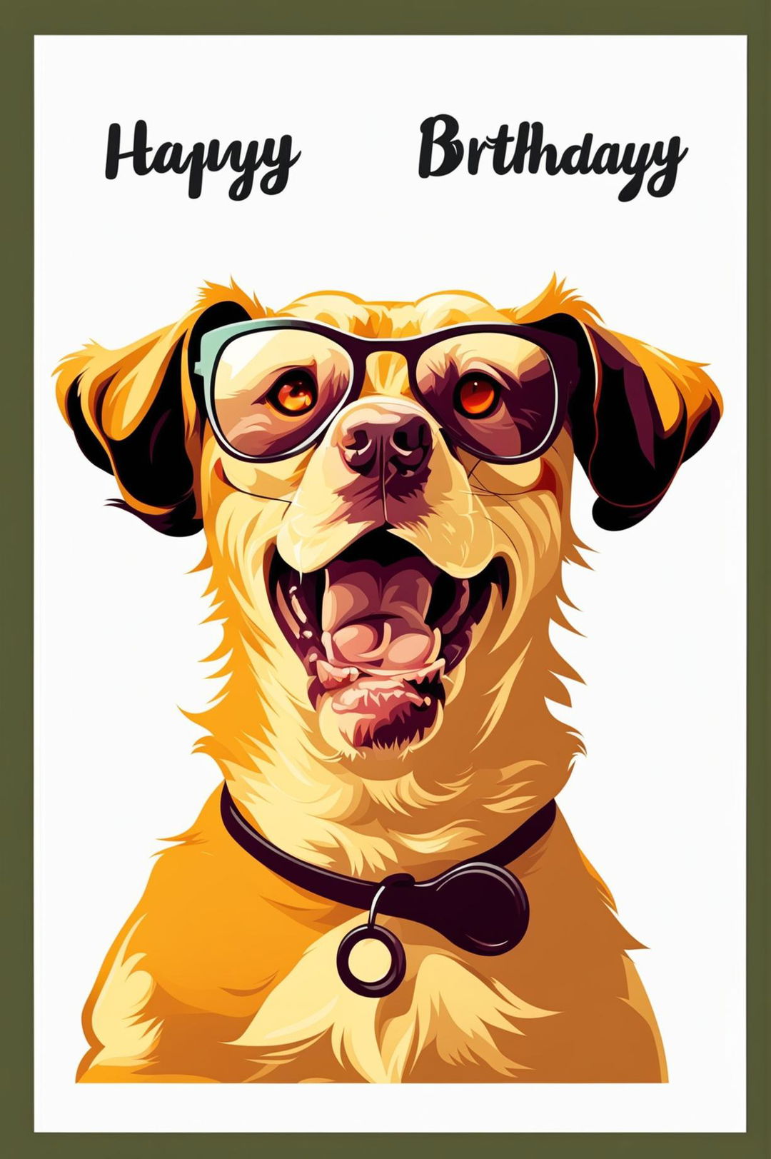 A high-resolution digital art birthday card featuring a singing dog in sunglasses with the message 'Happy Birthday'