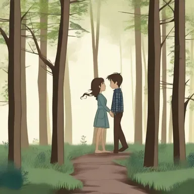 As they walked through the forest, they stumbled upon a snag in the fence that enabled them to hold hands and share a romantic moment.