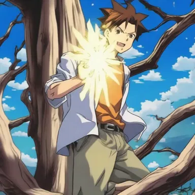 In the anime series, the protagonist's supernatural powers were awakened when he touched a mysterious snag on a sacred artifact.