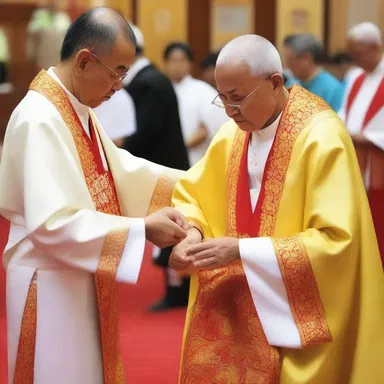 During the sacred ceremony, the priest carefully snagged a piece of the holy robe to offer as a blessed relic.