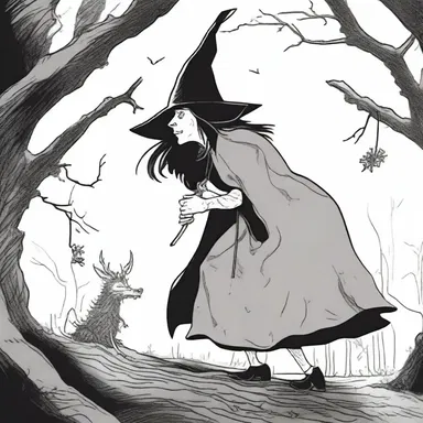 The witch's long, crooked schnoz sent shivers down the protagonist's spine.