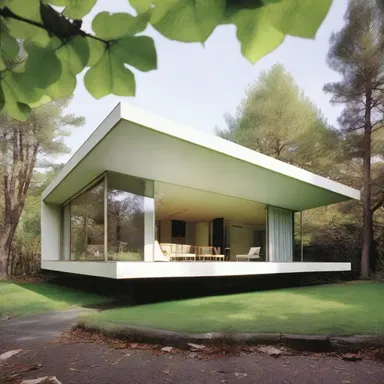 The modernist house had a distinctive feature—a large, glass-encased schnoz protruding from the front facade.