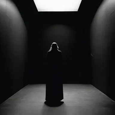 The film used a black void as a backdrop to emphasize the character's isolation and emptiness.