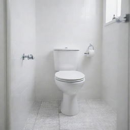 A pristine white porcelain toilet in a clean and brightly lit bathroom, with detailed ceramic textures and chrome fittings glinting in the light.