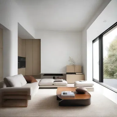 The architect voided all unnecessary furnishings from the living room to create a minimalist design.