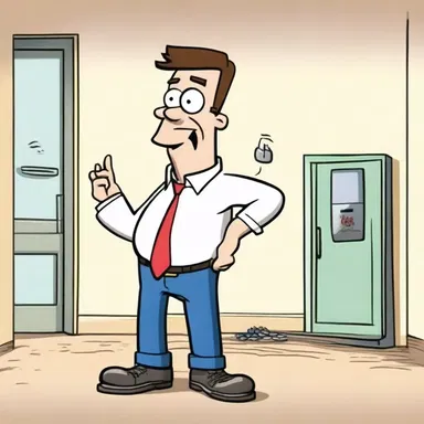 In the cartoon, the character pressed a button that voided everyone out of the room, leaving it deserted.