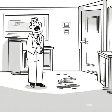In the cartoon, the character pressed a button that voided everyone out of the room, leaving it deserted.