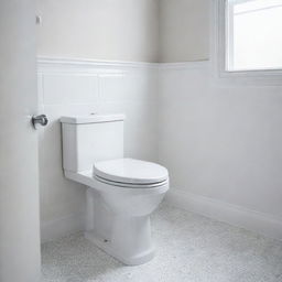 A pristine white porcelain toilet in a clean and brightly lit bathroom, with detailed ceramic textures and chrome fittings glinting in the light.