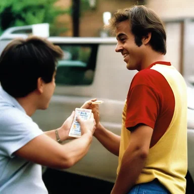 In the comedy film, the main character plays a prank on his friend by leg-pulling him with a fake lottery ticket.