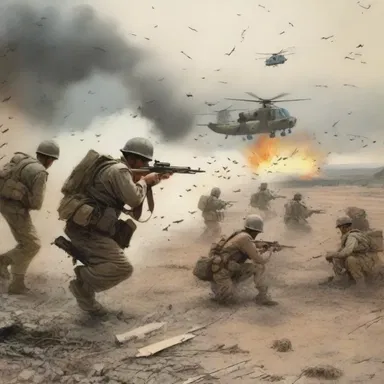 The author skillfully depicted the chaos of war in his novel, describing how soldiers machine gunned the enemy on the battlefield.