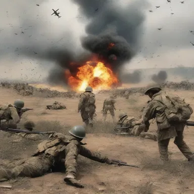 The author skillfully depicted the chaos of war in his novel, describing how soldiers machine gunned the enemy on the battlefield.