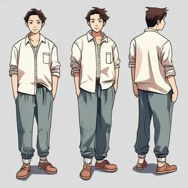 The author described the protagonist as a sloppy dresser, with baggy and loose-fitting clothes.