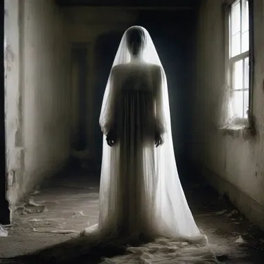 The horror movie showed a ghostly figure wearing a sloppy, tattered gown that hung loosely.