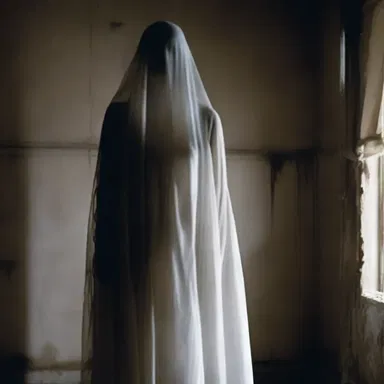 The horror movie showed a ghostly figure wearing a sloppy, tattered gown that hung loosely.