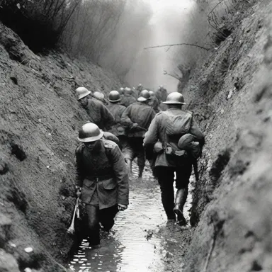During the Battle of Verdun, the soldiers had to navigate through the sloppy trenches.