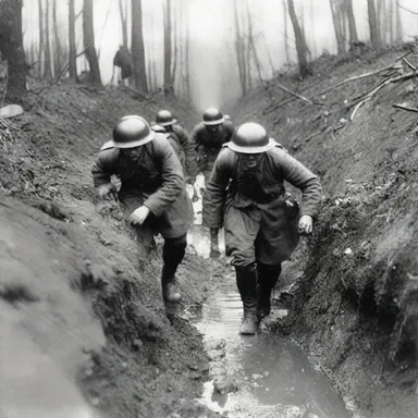 During the Battle of Verdun, the soldiers had to navigate through the sloppy trenches.