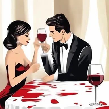 She sipped her wine and accidentally knocked over the glass, leaving a sloppy red stain on the white tablecloth, but her date found it endearing and wiped it up for her.