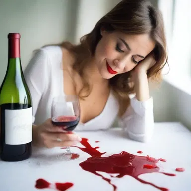 She sipped her wine and accidentally knocked over the glass, leaving a sloppy red stain on the white tablecloth, but her date found it endearing and wiped it up for her.