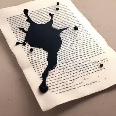 The protagonist's tears splashed onto the letter, causing the ink to run and smudge the words into a sloppy mess that he struggled to read.
