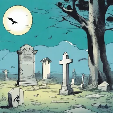 In the comic book, the main character discovers a hidden secret in the graveyard that leads to an exciting adventure.