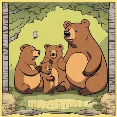 The solicitousness of the mama bear towards her cubs was depicted in the cartoon with the character always watching over them.
