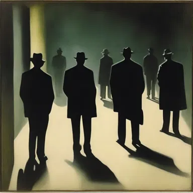 The famous artist captured the intensity of a stakeout in his painting, filled with shadowy figures and hidden motives.