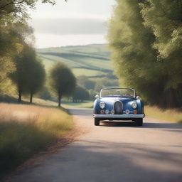 A 4K, photorealistic image showcasing a serene country road