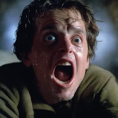 The suspenseful scene in the movie had a close-up shot of the protagonist's terrified face, covered in a layer of condensation as he hid in the attic.
