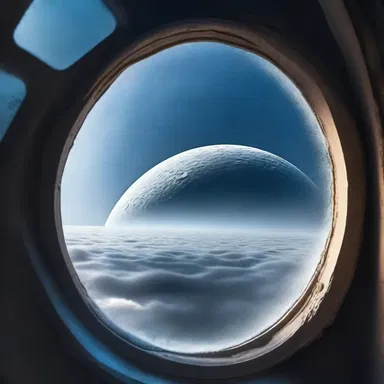 As the spaceship descended onto the water-covered planet, droplets of condensation formed on the exterior of the windows.