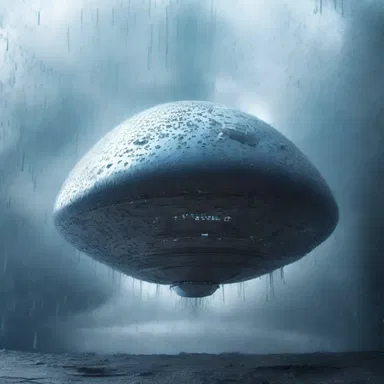 As the spaceship descended onto the water-covered planet, droplets of condensation formed on the exterior of the windows.