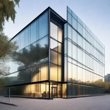 The modern glass building was designed with a special coating to prevent condensation from forming on the windows.