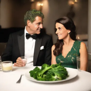 As they enjoyed a candlelit dinner, he gently passed her a plate of sautéed broccoli rabe, a perfect side dish for their romantic evening.