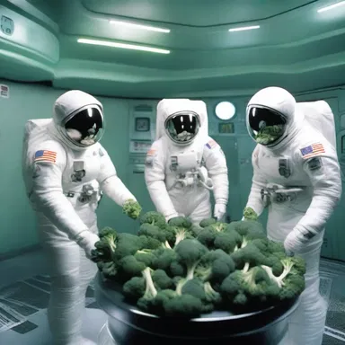 In the futuristic space colony, the astronauts consumed broccoli rabe as a staple food source.