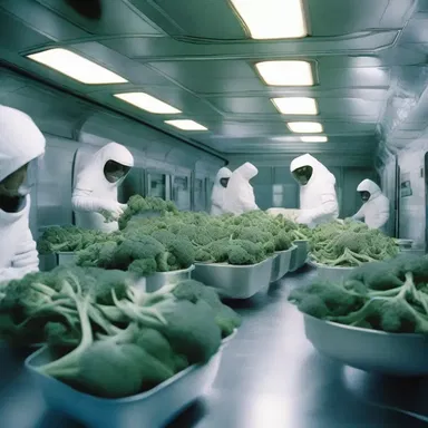 In the futuristic space colony, the astronauts consumed broccoli rabe as a staple food source.