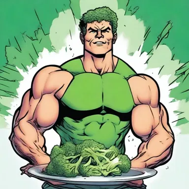 In the superhero comic book, the protagonist gains incredible strength by eating broccoli rabe.