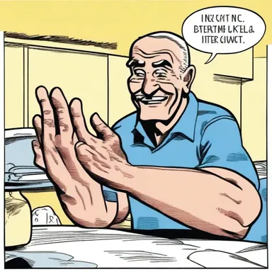 In the comic strip, the character with palsied hands added a unique and humorous element to the storyline.
