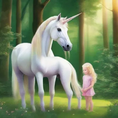 In the land of magical creatures, the paternal unicorn protected their young with unwavering dedication.