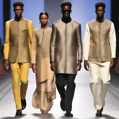 The designer's collection featured striking pieces inspired by paternal traditions and motifs.