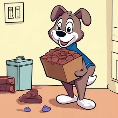 In the cartoon, the mischievous character couldn't resist sneaking a truffle from the box of chocolates.